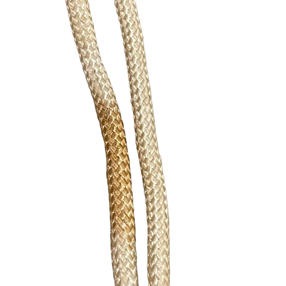 Vintage Mens Bolo Tie Cream Rope Band‎ With Brass Bull Southwestern Western